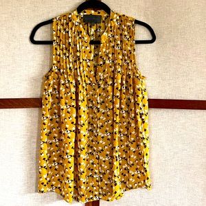 Anthropologie Sunday in Brooklyn Yellow Floral Sleeveless Blouse Top - S